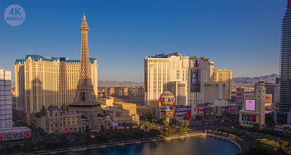 View of Las Vegas strip, viewed from the Bellagio Hotel