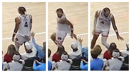 Auburn Forward Johni Broome had a regrettable but hilarious interaction with a fan on the sidelines of his Tigers' contest with the Ole Miss Rebels - The fan was legendary actor Morgan Freeman.
