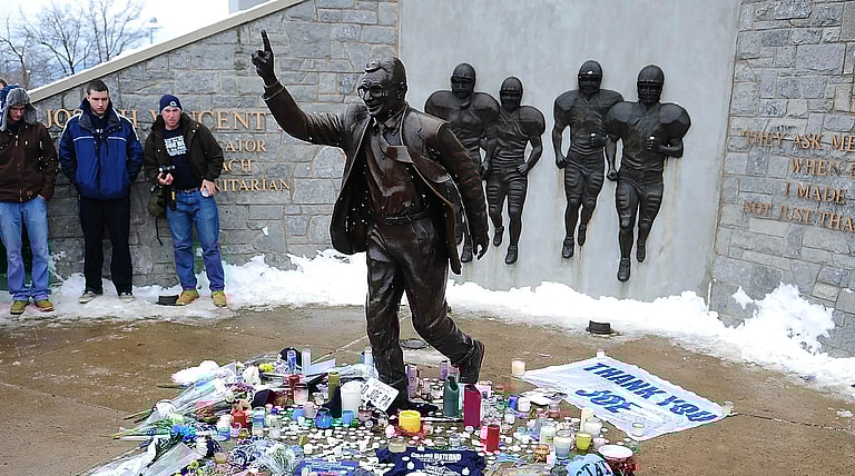 The Statue of Joe Paterno In Front Of Beaver Stadium Before It Was Removed