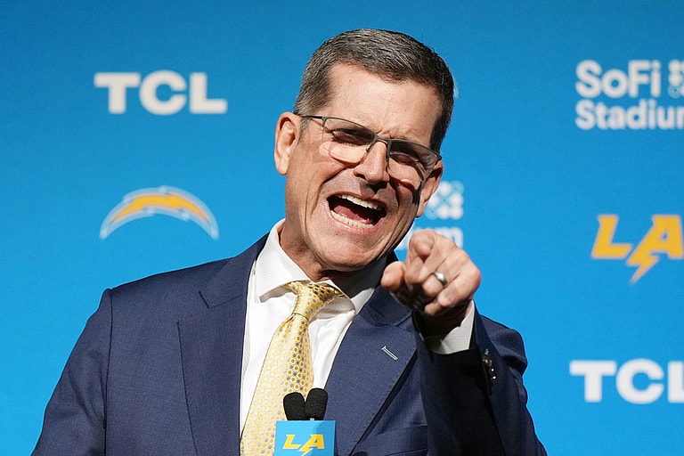 Los ANgeles Chargers coach Jim Harbaugh