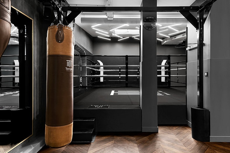 boxing ring and punching bag