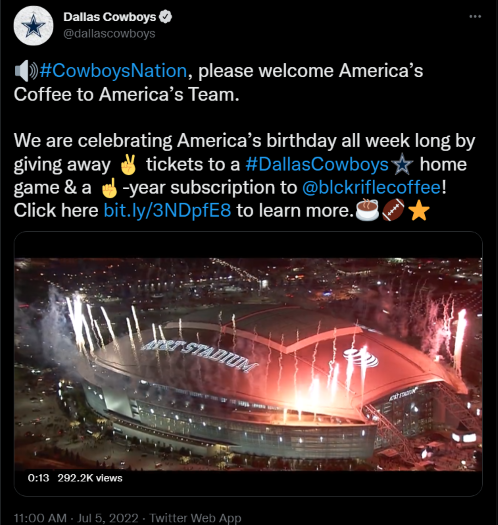 The Woke Mob Attacks The Dallas Cowboys For Partnering With Veteran-Owned Black  Rifle Coffee Company - Bounding Into Sports