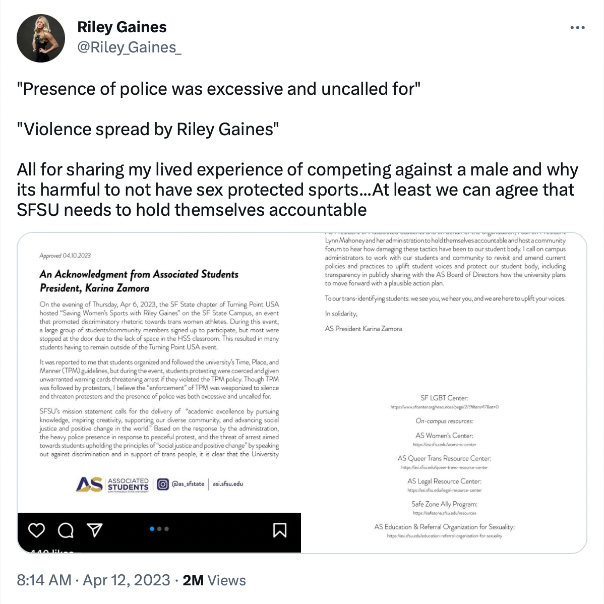 Riley Gaines Twitter