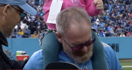 WATCH: Check Out The Heartwarming Moment This Veteran And Single Father Is Gifted A New Car During Tennessee Titans Game