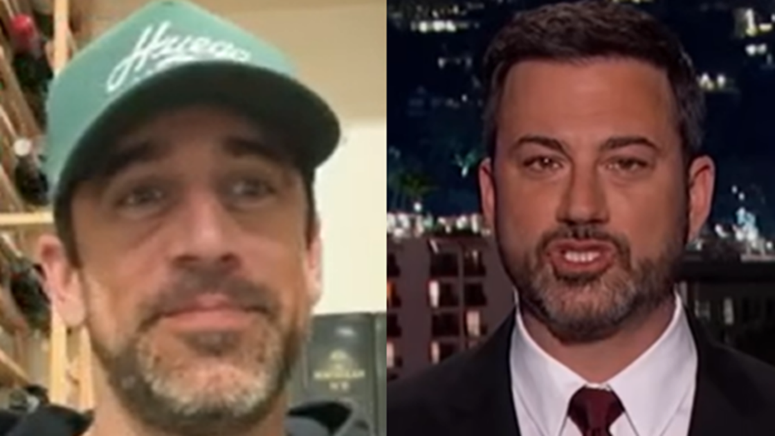 Aaron Rodgers suggested late-night talk show host Jimmy Kimmel might be nervous about the release of the Jeffrey Epstein files and floated the idea that the NFL might be rigged.