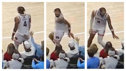 Auburn Player’s Instant Look Of Regret After He Angrily Slaps At Fan Who Grabbed His Jersey, Then Realizes It Was Morgan Freeman