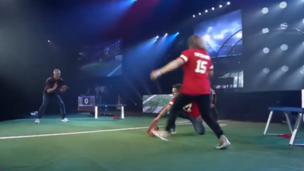Outrageous video of a female pastor kicking a Bible off the stage during a Super Bowl-themed event. #SuperBowlBible