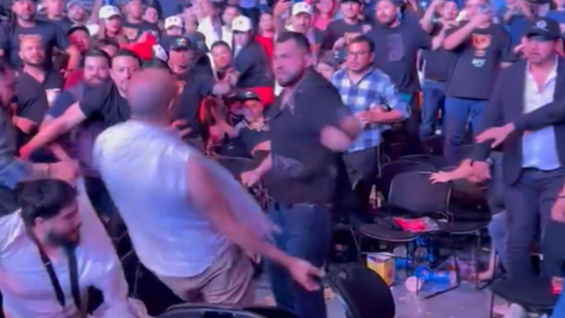 Witness the chaos at UFC Fight Night 237 in Mexico City as a massive brawl erupts in the stands. Watch as fans trade haymakers and sucker punches in this intense footage.