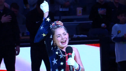 In a heartwarming moment at a recent Indiana Pacers game, an 8-year-old girl named Kinsley Murray took to the court to sing the national anthem.